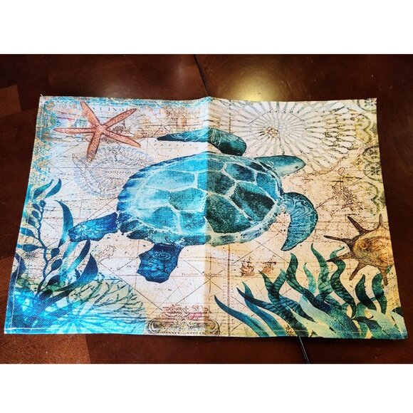 Beach Placemats Sea Turtle Table Decor 8pc Nautical Coastal Dining Decorations - Picture 2 of 16